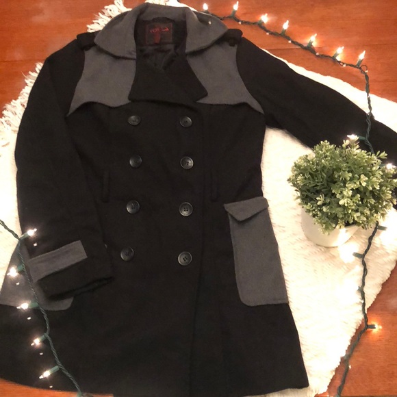 Black and grey pea coat - Picture 1 of 4
